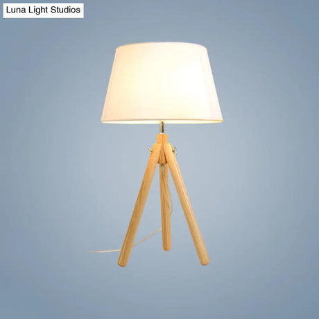 Modern Grey/White/Flaxen Dining Room Desk Lamp With Wide Flare Fabric Shade