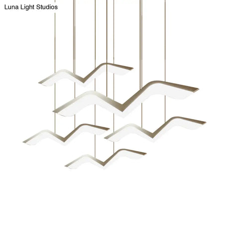 Modern Gull Shaped Hanging Light - Acrylic Led Pendant Warm/White 2/3/5 Heads