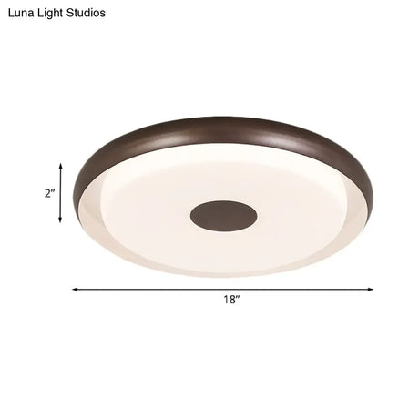 Modern Halo Flush Mount Light Iron Led Bedroom Flushmount Lighting In Coffee (18’/21’ Width)
