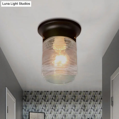 Modern Hand Blown Glass 1 - Light Cylinder Flush Mount Ceiling Light In White/Black