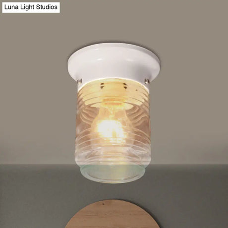 Modern Hand Blown Glass 1 - Light Cylinder Flush Mount Ceiling Light In White/Black