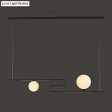 Modern Hanging Chandelier With Milky Glass And Folding Line Design In Black For Dining Hall Island