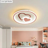 Modern Heart Shape Led Ceiling Light In Black/Pink/Blue 16’/19.5’ Width