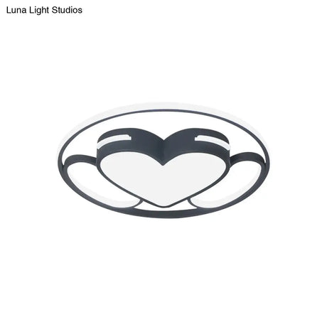 Modern Heart - Shaped Led Ceiling Fixture In Black And White With Warm/White Light