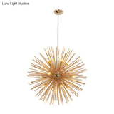 Modern Hedgehog Chandelier With Carved Metal Design For Living Room - Stylish Hanging Light Fixture
