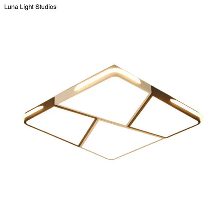 Modern Integrated Led Ceiling Light Fixture With Acrylic Shade - White Flush Mount