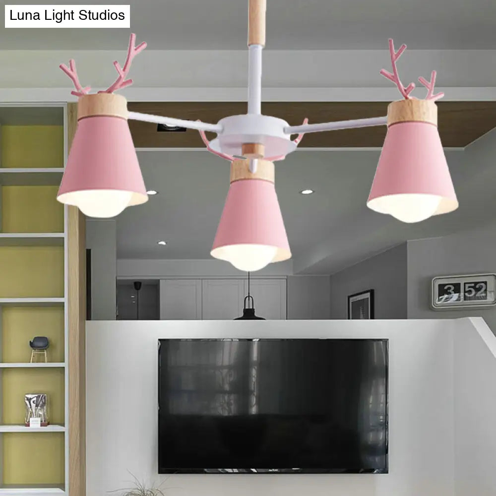 Modern Iron Deer Horn Kids Pendant Chandelier - Stylish Room Lighting Fixture