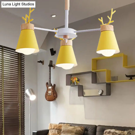 Modern Iron Deer Horn Kids Pendant Chandelier - Stylish Room Lighting Fixture
