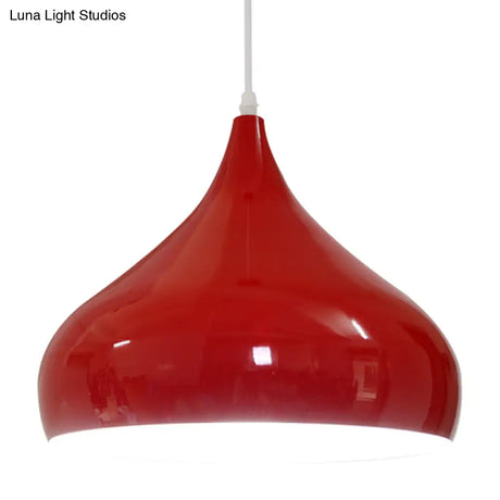 Modern Iron Dome Pendant Light - 1-Light Black/White/Red 12.5’’/16.5’’ Wide