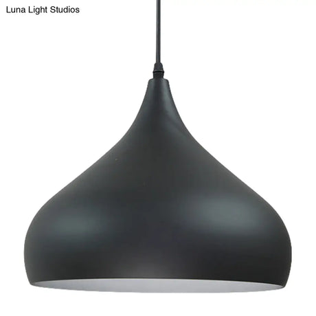 Modern Iron Dome Pendant Light - 1-Light Black/White/Red 12.5’’/16.5’’ Wide