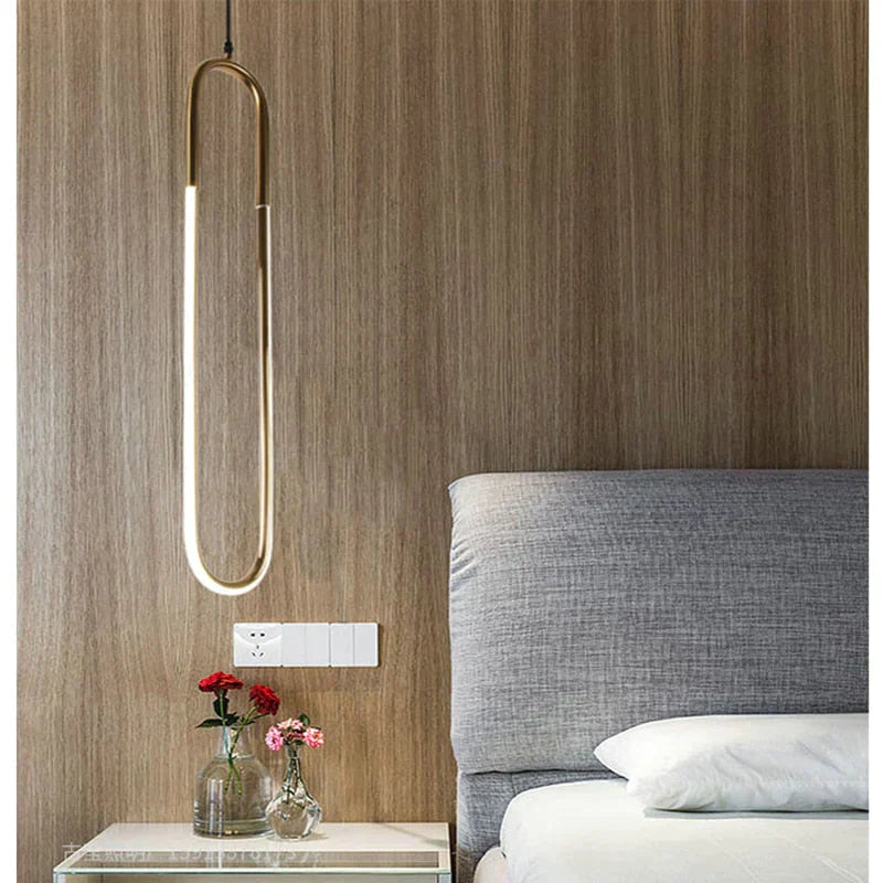 Modern Iron U Style Gold Pendant Lights Energy Saving Tube Lustre Luminaire Suspension Light