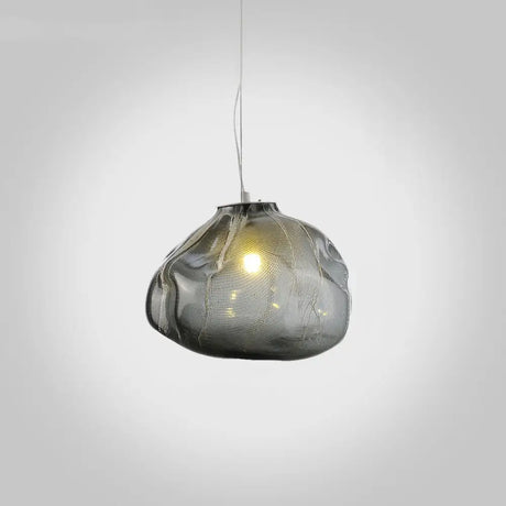 Modern Lattice Glass Ceiling Hanging Light Fixture For Restaurants - 1 Bun Smoke Gray / 8