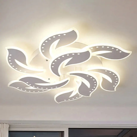 Modern Leaf Design Led Ceiling Lamp - White Acrylic Flush Mount Light Fixture For Living Room 9 /