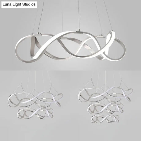 Modern Led Acrylic Ceiling Light: Twisting Chrome/Gold Chandelier Pendant (1/2/3-Light) -