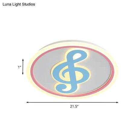 Modern Led Acrylic Flush Light - Blue Music Note Shaped Ceiling Lamp In White/Warm