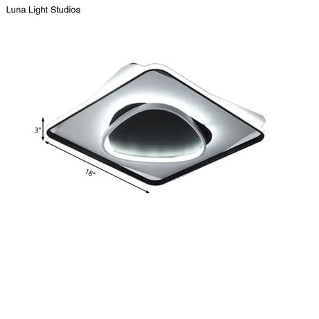 Modern Led Acrylic Flush Mount Black Ceiling Light In Warm/White - 18’/23.5’ Wide