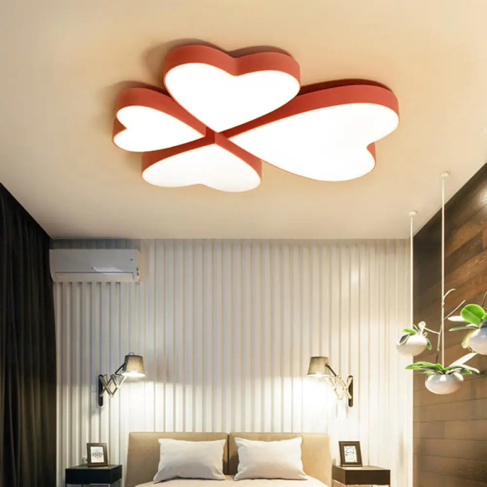 Modern Led Acrylic Flush Mount Ceiling Light For Living Room - Contemporary Lighting Pink / Warm