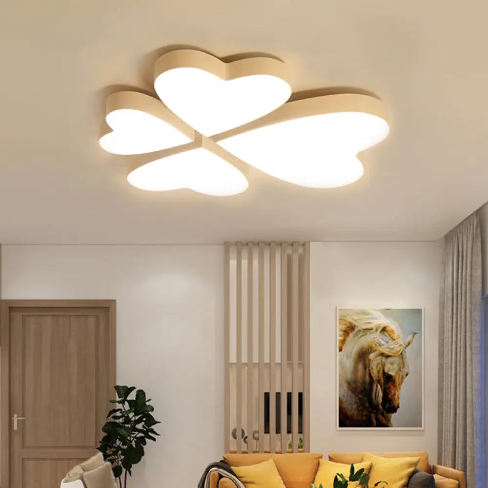 Modern Led Acrylic Flush Mount Ceiling Light For Living Room - Contemporary Lighting Pink / White