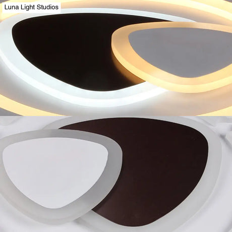 Modern Led Acrylic Flushmount Ceiling Lamp In Black/White Triangle Design With Remote Control