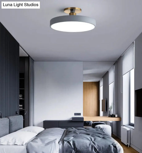Modern Led Acrylic Semi Flush Mount Ceiling Light Fixture With Circular Ring Design