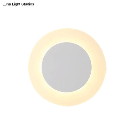 Modern Led Acrylic Wall Sconce Halo Ring White Lighting Fixture In Warm/White Light