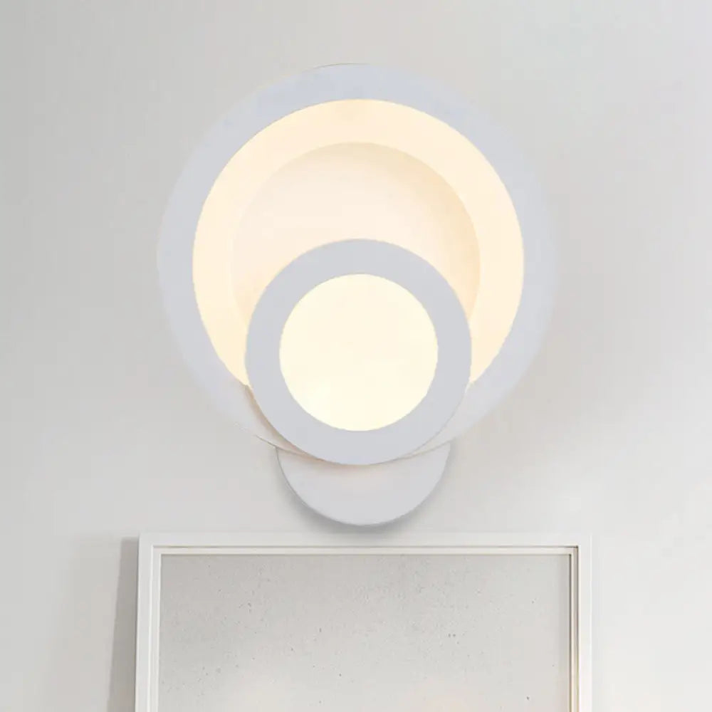 Modern Led Acrylic Wall Sconce - Round Stairway Light Fixture 8 Wide Warm/White White /