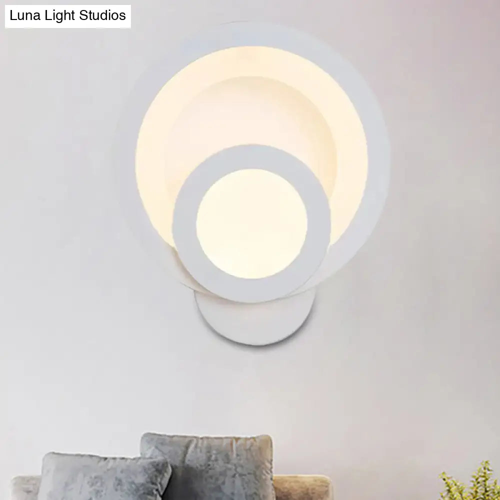 Modern Led Acrylic Wall Sconce - Round Stairway Light Fixture 8 Wide Warm/White
