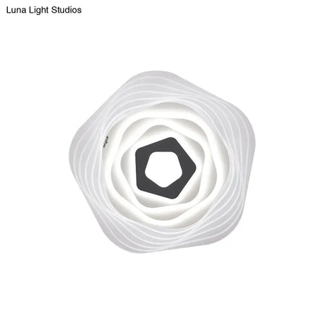 Modern Led Bedroom Ceiling Light: Simplicity White Flush Mount With Acrylic Stacked Shade