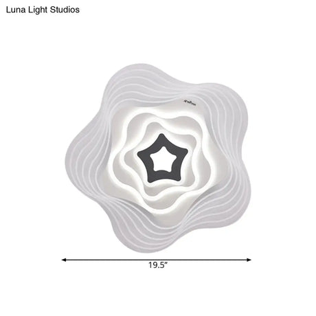 Modern Led Bedroom Ceiling Light: Simplicity White Flush Mount With Acrylic Stacked Shade