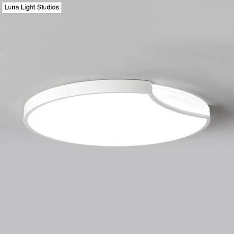 Modern Led Bedroom Flush Mount Lighting With White/Black Metal Shade And Diffused Warm Light