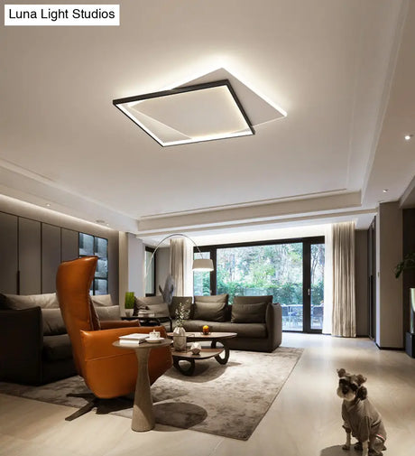 Modern Led Black-White Metal Flush Mount Ceiling Lighting Fixture