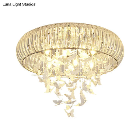 Modern Led Butterfly Flush Mount Ceiling Lamp - Crystal Prism Ring Remote Control Dimming & Multi -