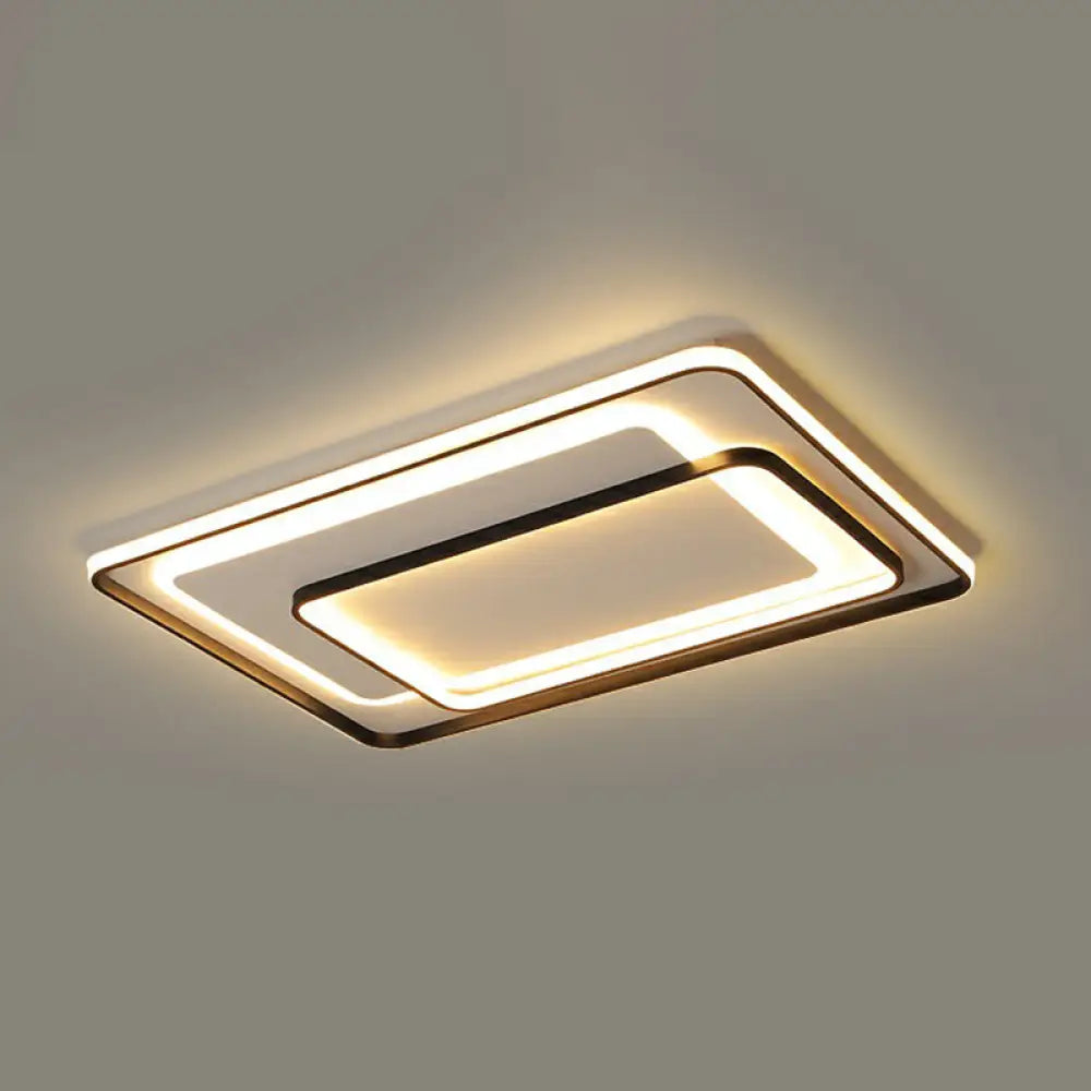 Modern Led Ceiling Lamp - Black Flush - Mount Light Fixture With Acrylic Shade / 43’ Remote