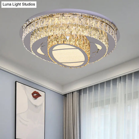 Modern Led Ceiling Lamp: Stainless - Steel Flushmount With Elegant Crystal Design