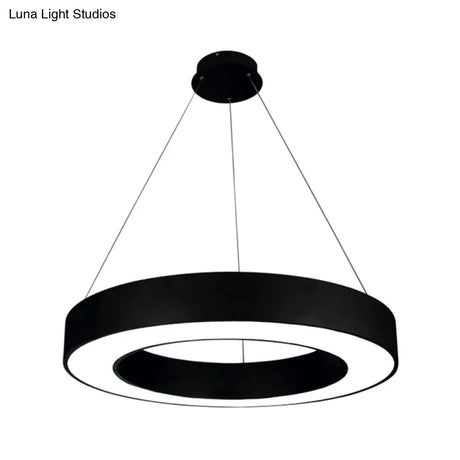 Modern Led Ceiling Lamp With Halo Ring Pendant Lighting In Black/White Acrylic Shade
