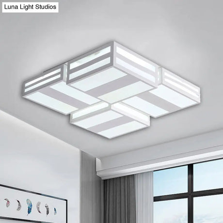 Modern Led Ceiling Lamp With Stripe Pattern In Warm/White Acrylic - Perfect For Bedroom Black/White
