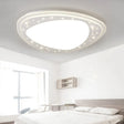 Modern Led Ceiling Light - Acrylic Triangle With Crystal Bead & Flush Mount White / 19’