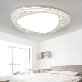 Modern Led Ceiling Light - Acrylic Triangle With Crystal Bead & Flush Mount White / 19’