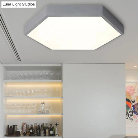 Modern Led Ceiling Light For Child Bedroom With Hexagon Shade