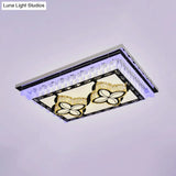 Modern Led Ceiling Light With Clear Crystal Rectangle Design And Nature - Inspired Patterns