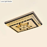 Modern Led Ceiling Light With Clear Crystal Rectangle Design And Nature - Inspired Patterns