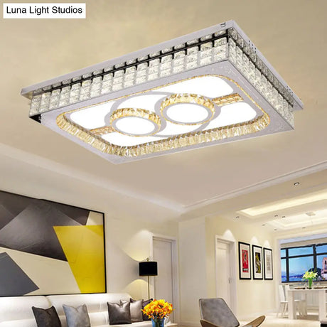 Modern Led Ceiling Light With Clear Crystal Shade For Living Room