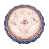 Modern Led Ceiling Mount Fixture With Blue Finish And Textured Glass - Warm/White Light 14/16/20