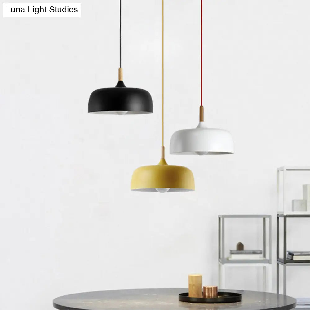 Modern Led Ceiling Pendant Light With Wood Lamp Socket - Macaron Color Option