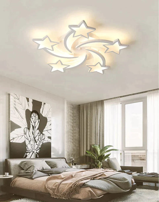 Modern Led Chandelier Art Deco Room Indoor Lamp White Star For Living Dining Bedroom Kids Kitchen
