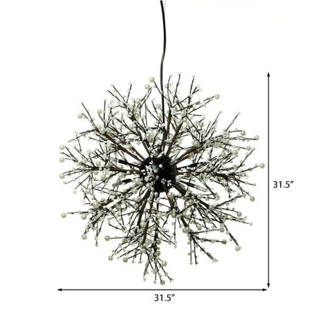 Dendritic Led Chandelier Lamp - 23.5/31.5 Wide Metal Black Ceiling Pendant Light With
