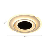 Modern Led Circle Flush Light Fixture - Folding Acrylic Lamp (16.5/20.5) Bedroom Mount Black/White