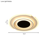 Modern Led Circle Flush Light Fixture - Folding Acrylic Lamp (16.5’/20.5’) Bedroom Mount Black/White