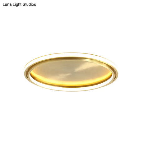 Modern Led Circle Flush Mount Ceiling Light In Gold - 16’/19.5’ Wide For Bedroom