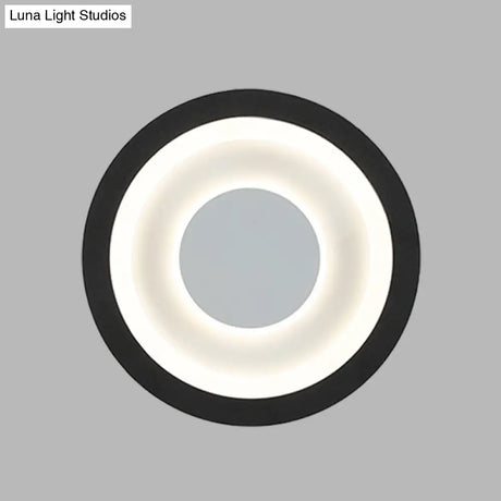 Modern Led Circle Sconce: White & Black Wall Mounted Lamp For Living Room